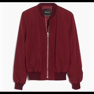 Madewell Cranberry Red Bomber Jacket Coat Small